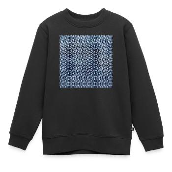 Motif textile bleu foncé blanc Tie Dye - Sweat Premium enfant bio - noir - Devant - AI Model Kid Female (0cm)