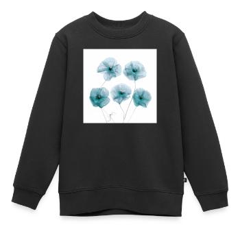Coquelicot Photo Blanc Bleu Gris - Sweat Premium enfant bio - noir - Devant - AI Model Kid Female (0cm)
