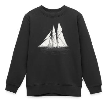 Segelschiff - Kinder Premium Organic Sweatshirt - Schwarz - Vorne - AI Model Kid Female (0cm)