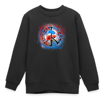 Paix / Coquelicot Signe de paix - Sweat Premium enfant bio - noir - Devant - AI Model Kid Female (0cm)