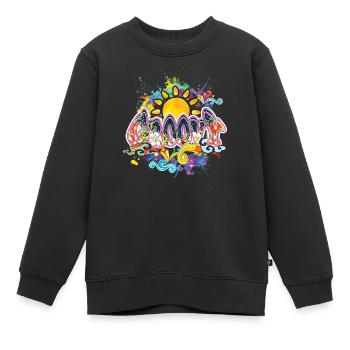 Groovy Hippie Peace Sun - Kinder Premium Organic Sweatshirt - Schwarz - Vorne - AI Model Kid Female (0cm)