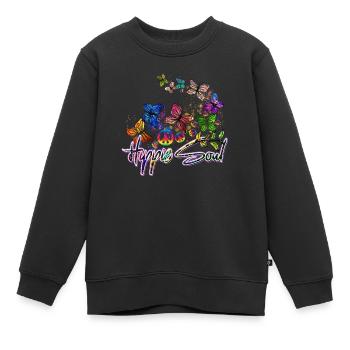Hippie Soul Butterfly paix en amour - Sweat Premium enfant bio - noir - Devant - AI Model Kid Female (0cm)