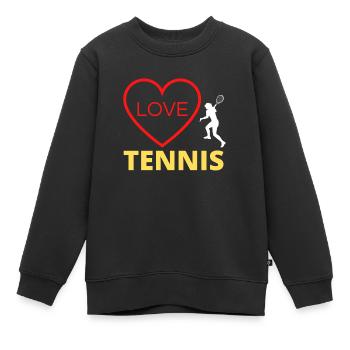 Ich liebe Tennis - Kinder Premium Organic Sweatshirt - Schwarz - Vorne - AI Model Kid Female (0cm)