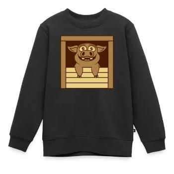 Comic drôle de cochon d’écurie - Sweat Premium enfant bio - noir - Devant - AI Model Kid Female (0cm)