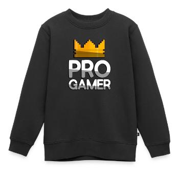 PRO GAMER + King Crown - Gaming - Kinder Premium Organic Sweatshirt - Schwarz - Vorne - AI Model Kid Female (0cm)