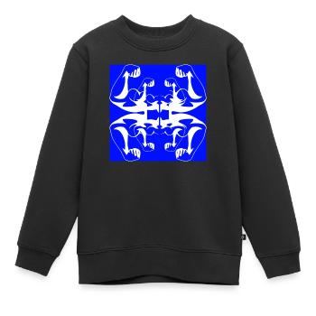 Blue Powerful - Sweat Premium enfant bio - noir - Devant - AI Model Kid Female (0cm)