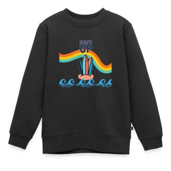 rainbow surfboard - Kids Premium Organic Sweatshirt - black - Front - AI Model Kid Female (0cm)