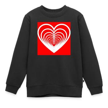 Cœurs Mêlés Rouge - Sweat Premium enfant bio - noir - Devant - AI Model Kid Female (0cm)
