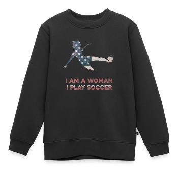 Frauenfußball - Kinder Premium Organic Sweatshirt - Schwarz - Vorne - AI Model Kid Female (0cm)