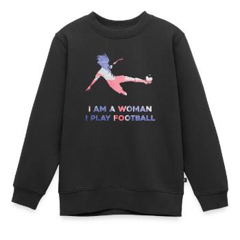 Frauenfußball - Kinder Premium Organic Sweatshirt - Schwarz - Vorne - AI Model Kid Female (0cm)