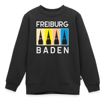 Freibur Baden Collage Münsterturm vier mal - Kinder Premium Organic Sweatshirt - Schwarz - Vorne - AI Model Kid Female (0cm)