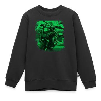 Moto GS noir vert - Sweat Premium enfant bio - noir - Devant - AI Model Kid Female (0cm)