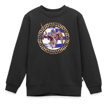 Griechische Flagge Ornament Zeus - Kinder Premium Organic Sweatshirt - Schwarz - Vorne - AI Model Kid Female (0cm)