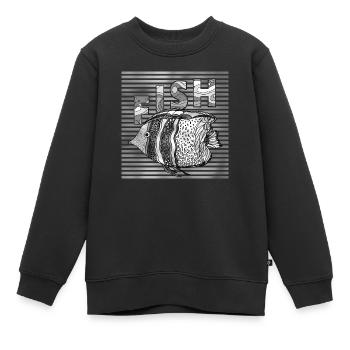 Poisson - Sweat Premium enfant bio - noir - Devant - AI Model Kid Female (0cm)