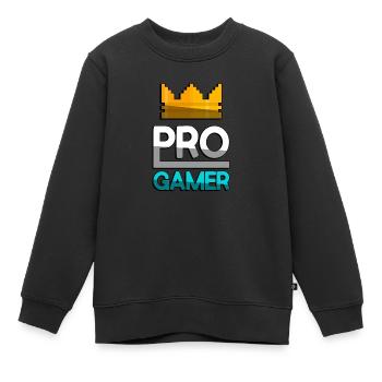 PRO GAMER (Türkis) + King Crown - Gaming - Kinder Premium Organic Sweatshirt - Schwarz - Vorne - AI Model Kid Female (0cm)