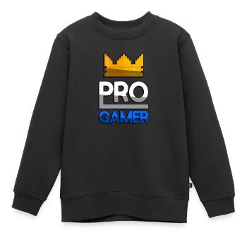 PRO GAMER (Blau) + King Crown - Gaming - Kinder Premium Organic Sweatshirt - Schwarz - Vorne - AI Model Kid Female (0cm)