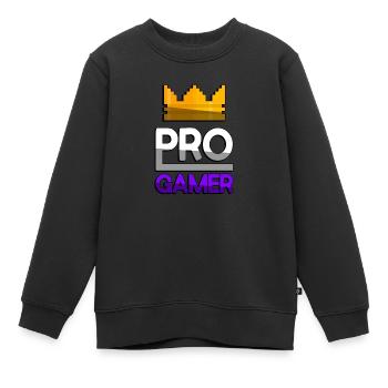 PRO GAMER (Lila) + King Crown - Gaming - Kinder Premium Organic Sweatshirt - Schwarz - Vorne - AI Model Kid Female (0cm)