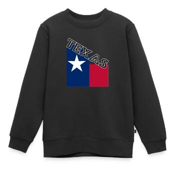 Texas Abgewinkelter Flaggentext - Kinder Premium Organic Sweatshirt - Schwarz - Vorne - AI Model Kid Female (0cm)