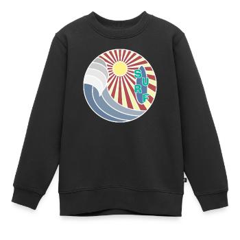 Surf Logo - Kids Premium Organic Sweatshirt - black - Front - AI Model Kid Female (0cm)