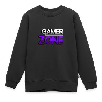 GAMER ZONE (Lila) - Gaming - Kinder Premium Organic Sweatshirt - Schwarz - Vorne - AI Model Kid Female (0cm)