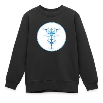 Collection Mystique ~ bleu clair ~ n°2 - Sweat Premium enfant bio - noir - Devant - AI Model Kid Female (0cm)