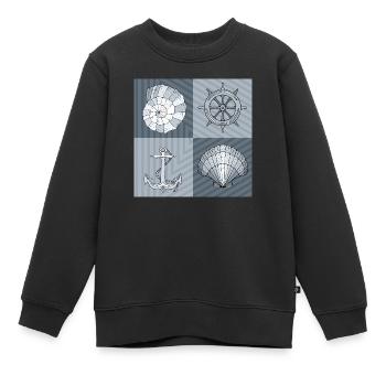 Symboles maritimes - Sweat Premium enfant bio - noir - Devant - AI Model Kid Female (0cm)