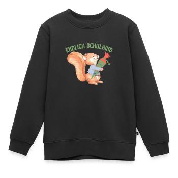 Kinder Endlich Schulkind Einschulung Schulanfang - Kinder Premium Organic Sweatshirt - Schwarz - Vorne - AI Model Kid Female (0cm)