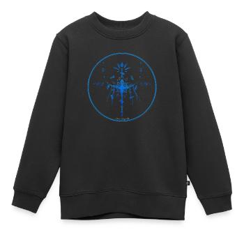 Collection Mystique ~ bleu clair ~ n°4 - Sweat Premium enfant bio - noir - Devant - AI Model Kid Female (0cm)