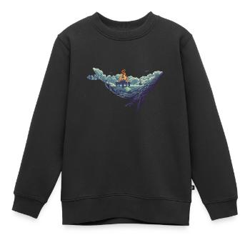 Baleine, plate-forme pétrolière, environnement - Sweat Premium enfant bio - noir - Devant - AI Model Kid Female (0cm)