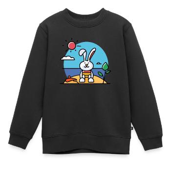 Hase am Strand beim Sonnenbad - Kinder Premium Organic Sweatshirt - Schwarz - Vorne - AI Model Kid Female (0cm)