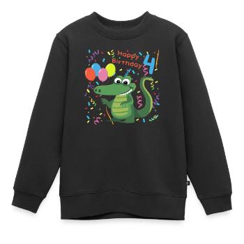 Kinder 4 Jahre Geburtstag Krokodil Happy Birthday - Kinder Premium Organic Sweatshirt - Schwarz - Vorne - AI Model Kid Female (0cm)