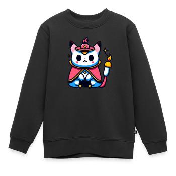Chat magique - Sweat Premium enfant bio - noir - Devant - AI Model Kid Female (0cm)
