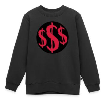 Signe riche de 3 dollars - Sweat Premium enfant bio - noir - Devant - AI Model Kid Female (0cm)