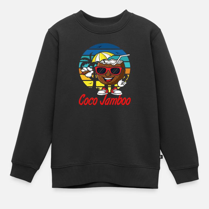 Coco Jamboo Drôle De Noix de Coco Dessin Animé - Sweat Premium enfant bio - noir