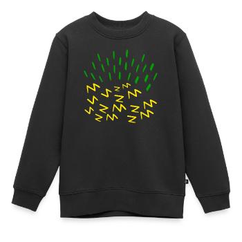 éclairs Jaunes et Verts tempête et énergie - Sweat Premium enfant bio - noir - Devant - AI Model Kid Female (0cm)