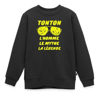 TONTON Lunettes Jaunes L'homme Le mythe légende - Sweat Premium enfant bio - noir - Devant - AI Model Kid Female (0cm)