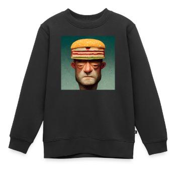 Un burger dans la tête - Sweat Premium enfant bio - noir - Devant - AI Model Kid Female (0cm)