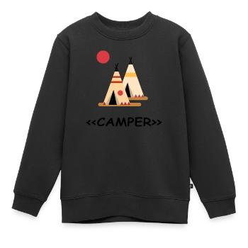camping biwak outdoor zelten - Kinder Premium Organic Sweatshirt - Schwarz - Vorne - AI Model Kid Female (0cm)