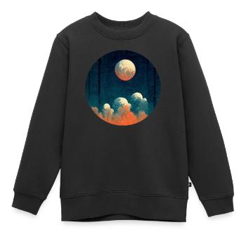 Lune le soir - Sweat Premium enfant bio - noir - Devant - AI Model Kid Female (0cm)