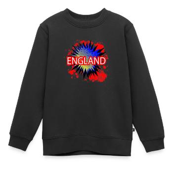 England Rot Weiß und Blau Cartoon Ausruf - Kinder Premium Organic Sweatshirt - Schwarz - Vorne - AI Model Kid Female (0cm)