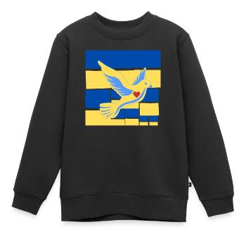 Frieden Friedenstaube auf der Ukrainischen Flagge - Kinder Premium Organic Sweatshirt - Schwarz - Vorne - AI Model Kid Female (0cm)