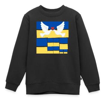 Frieden Friedenstaube auf der Ukrainischen Flagge - Kinder Premium Organic Sweatshirt - Schwarz - Vorne - AI Model Kid Female (0cm)