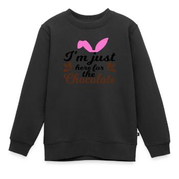 Je suis juste ici pour le chocolat - Sweat Premium enfant bio - noir - Devant - AI Model Kid Female (0cm)