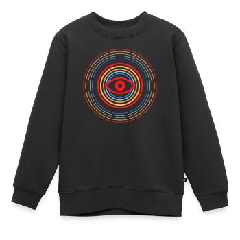Œil Rouge dans Cercles - Sweat Premium enfant bio - noir - Devant - AI Model Kid Female (0cm)