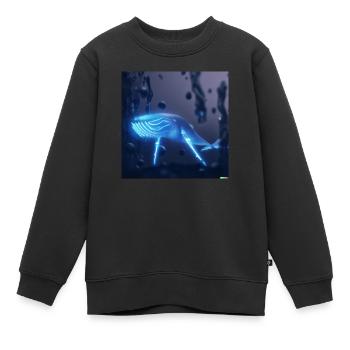baleine bleue dans un océan sombre - Sweat Premium enfant bio - noir - Devant - AI Model Kid Female (0cm)