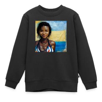 Belles femmes haïtiennes en bikini peinture - Sweat Premium enfant bio - noir - Devant - AI Model Kid Female (0cm)