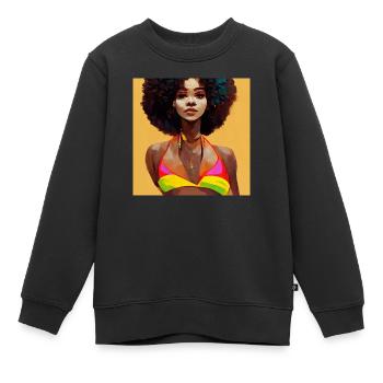 Des filles afro en bikini painting - Sweat Premium enfant bio - noir - Devant - AI Model Kid Female (0cm)