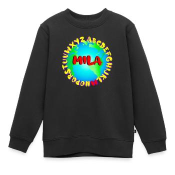 ABC MILA - Kinder Premium Organic Sweatshirt - Schwarz - Vorne - AI Model Kid Female (0cm)