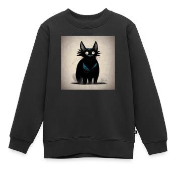Surprised cat 1 - Sweat Premium enfant bio - noir - Devant - AI Model Kid Female (0cm)