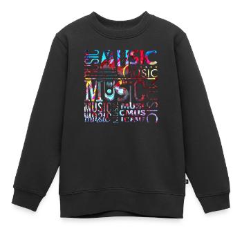 Musique drôle jazz retro song hipster vinyl rock - Sweat Premium enfant bio - noir - Devant - AI Model Kid Female (0cm)